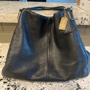 Coach black leather hobo bag